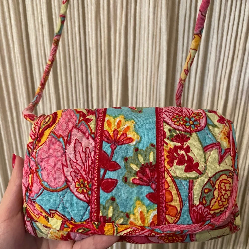 Pink and Blue Floral Crossbody Bag